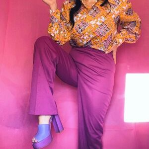 70s Orchid Purple High Waisted Bootcut Pants